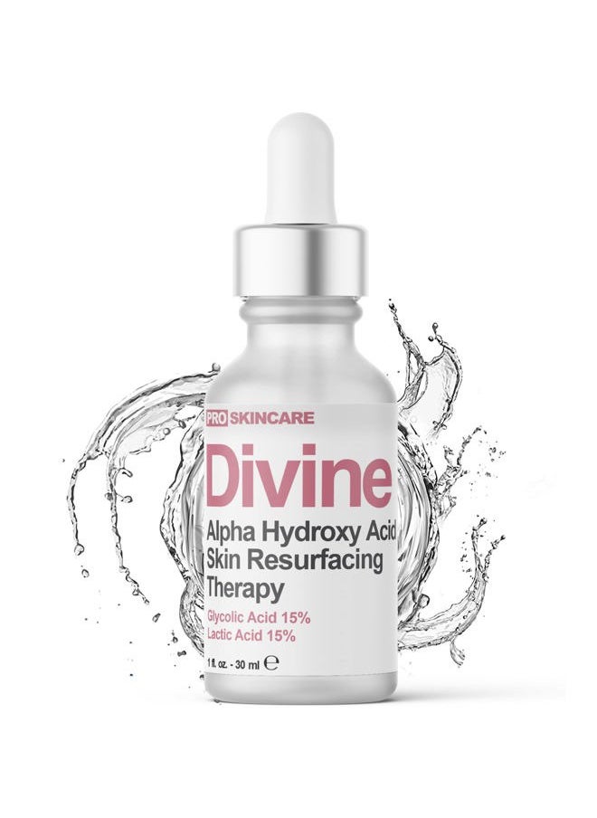 Glycolic Acid & Lactic Acid Peeling Solution - SKIN PERFECTING 30% AHA Liquid, Professional Grade Chemical Face Peel for Acne Scars, Collagen Boost, Wrinkles, Fine Lines - AHA - 1 fl oz