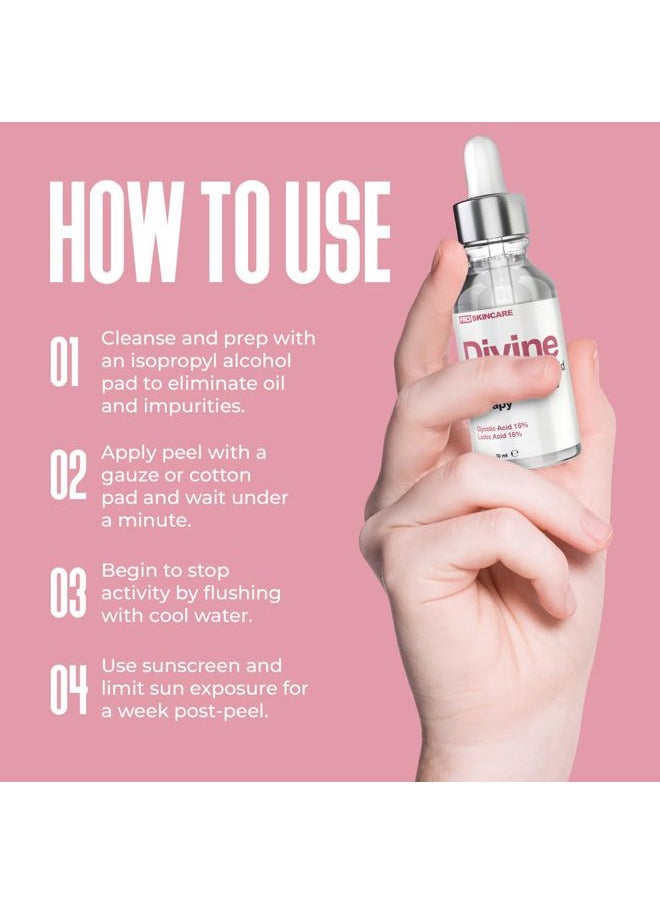 Glycolic Acid & Lactic Acid Peeling Solution - SKIN PERFECTING 30% AHA Liquid, Professional Grade Chemical Face Peel for Acne Scars, Collagen Boost, Wrinkles, Fine Lines - AHA - 1 fl oz