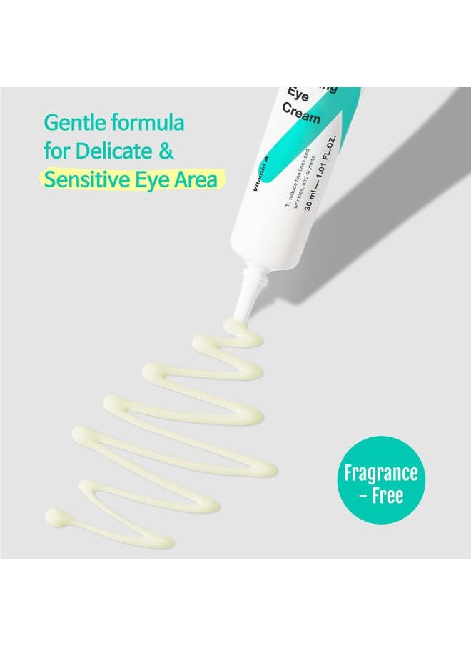 TIAM Vita A Bakuchiol Firming Eye Cream, 1.01 fl oz, Retinol Alternative Anti-Aging Eye Cream for for Wrinkles, Dark Circles, and Puffiness, Fragrance-Free Under-Eye Cream, Korean Skin Care