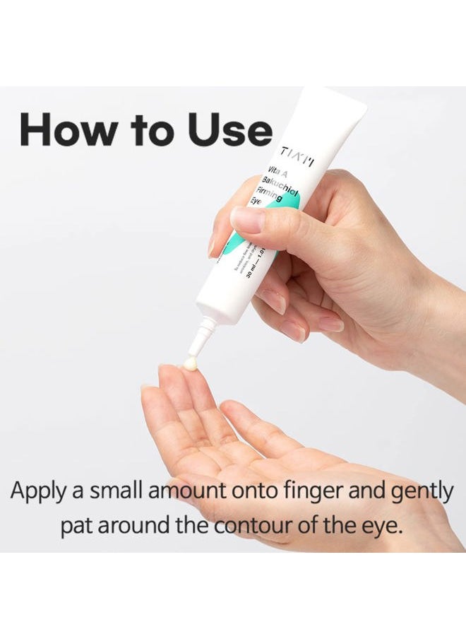 TIAM Vita A Bakuchiol Firming Eye Cream, 1.01 fl oz, Retinol Alternative Anti-Aging Eye Cream for for Wrinkles, Dark Circles, and Puffiness, Fragrance-Free Under-Eye Cream, Korean Skin Care
