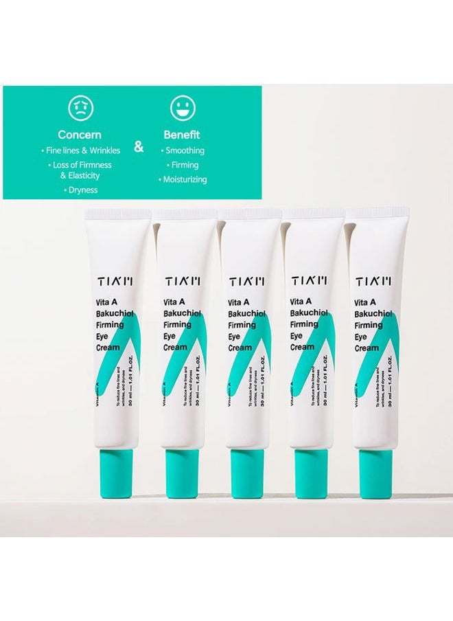 TIAM Vita A Bakuchiol Firming Eye Cream, 1.01 fl oz, Retinol Alternative Anti-Aging Eye Cream for for Wrinkles, Dark Circles, and Puffiness, Fragrance-Free Under-Eye Cream, Korean Skin Care