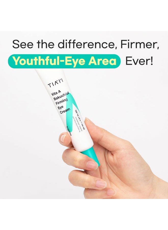 TIAM Vita A Bakuchiol Firming Eye Cream, 1.01 fl oz, Retinol Alternative Anti-Aging Eye Cream for for Wrinkles, Dark Circles, and Puffiness, Fragrance-Free Under-Eye Cream, Korean Skin Care