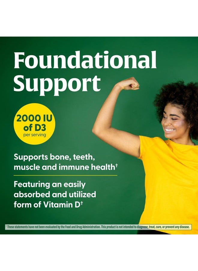 Vitamin D3 2000 IU (50 mcg) - Vitamin D Supplements with Real Food, Immune Support, Supports Bones, Teeth & Muscles, Vegetarian, Certified Non-GMO, Kosher – 60 Tablets, 60 Servings