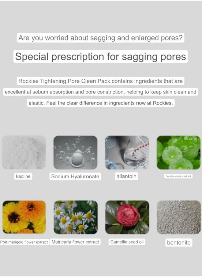 Pore Tightening & Cleaning Mask (5.3oz) - Deep Cleansing Mask for Blackhead Removel, Pore Reducing & Tightening. Kaolin, Allantoin, Bentonite. Korean Skin Care