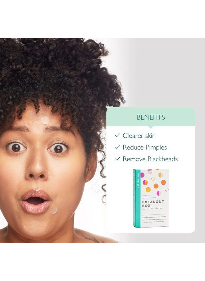 Breakout Box 3-in-1 Pimple & Acne Spots Treatment Patch Kit with 3 Nose Strips, 24 Salicylic Acid Dots, and 24 Hydrocolloid Dots - For Men and Women - Dark Spot Patches for Face