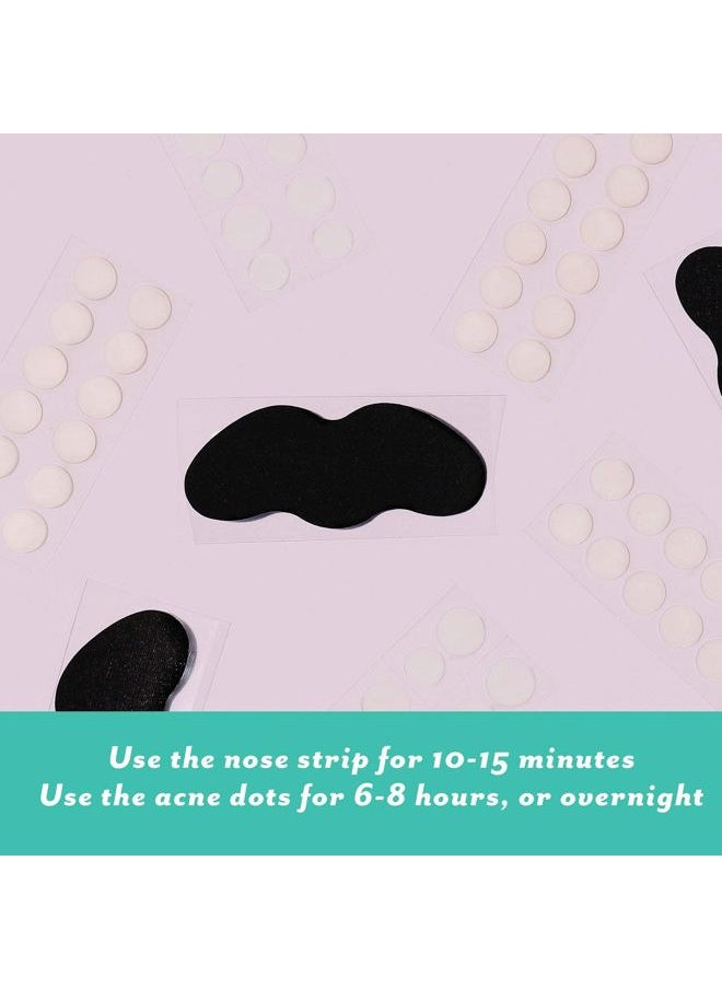 Breakout Box 3-in-1 Pimple & Acne Spots Treatment Patch Kit with 3 Nose Strips, 24 Salicylic Acid Dots, and 24 Hydrocolloid Dots - For Men and Women - Dark Spot Patches for Face
