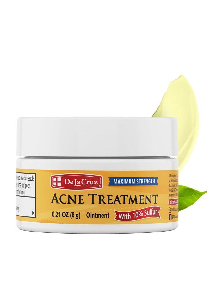 10% Sulfur Ointment Travel Size - Cystic Acne Treatment for Face and Body - Daily 10 Min Spot Treatment Mask Safe and Effective Game Changing Hormonal Acne Treatment 0.21oz 6g