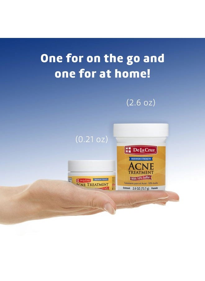 10% Sulfur Ointment Travel Size - Cystic Acne Treatment for Face and Body - Daily 10 Min Spot Treatment Mask Safe and Effective Game Changing Hormonal Acne Treatment 0.21oz 6g