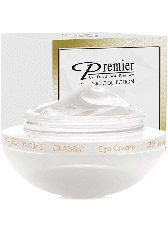 Premier Dead Sea Eye Cream, Age defying, Helps minimize wrinkles, Dark circles, sagging skin, Reduce bags, vitamin A & E, hyaluronic acid, anti-aging, Hypoallergenic, classic collection 1.2fl oz