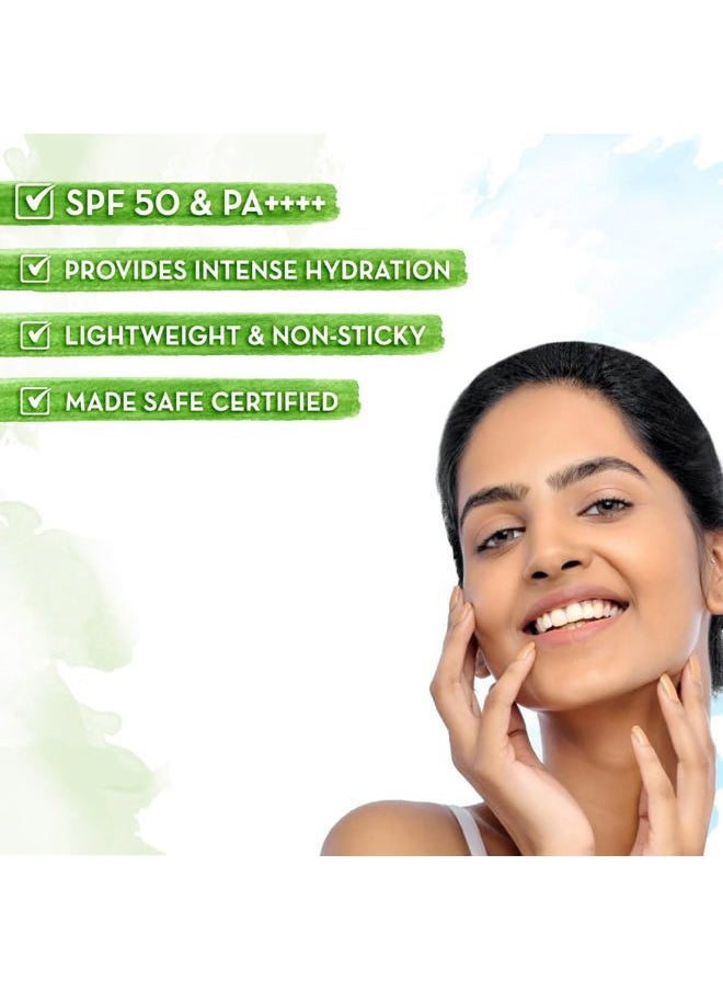 Mamaearth HydraGel Sunscreen | SPF 50 & PA++++ Sun Protection | Helps Fight UVA & UVB Rays with Aloe Vera & Raspberry | Hydrating & Lightweight Gel Based Lotion | 1.69 Fl Oz (50ml)