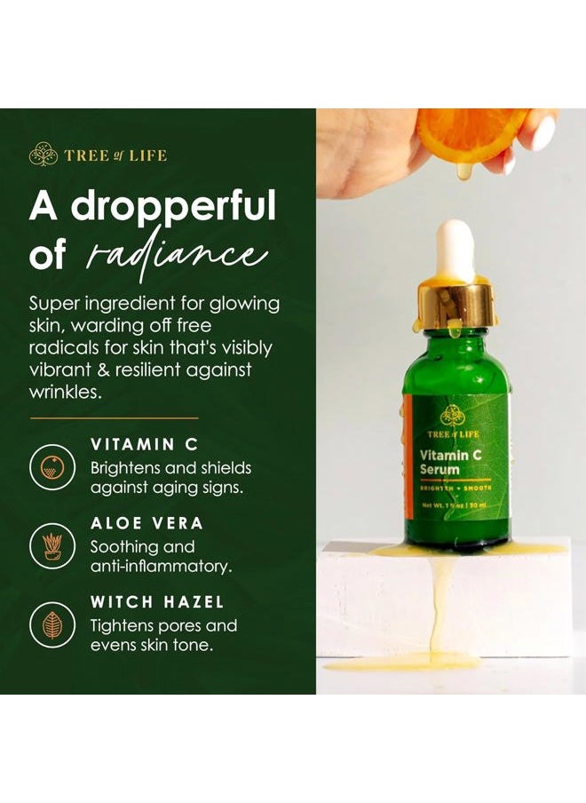 Facial Skin Care Set, Brightening, Firming, Hydrating, Dry Face, Dermatologist Tested - Vitamin C and Hyaluronic Acid Facial Serum - Skin Care Kit, 2 count of 1 Fl Oz
