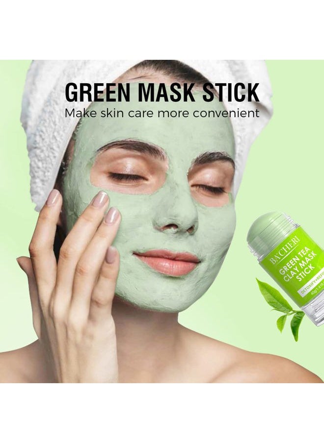 Green Tea Mask Stick, Blackhead Remover Mask with Green Tea Extract, Green Mask Stick for Deep Pore Cleansing, Moisturizing, Oil Controlling