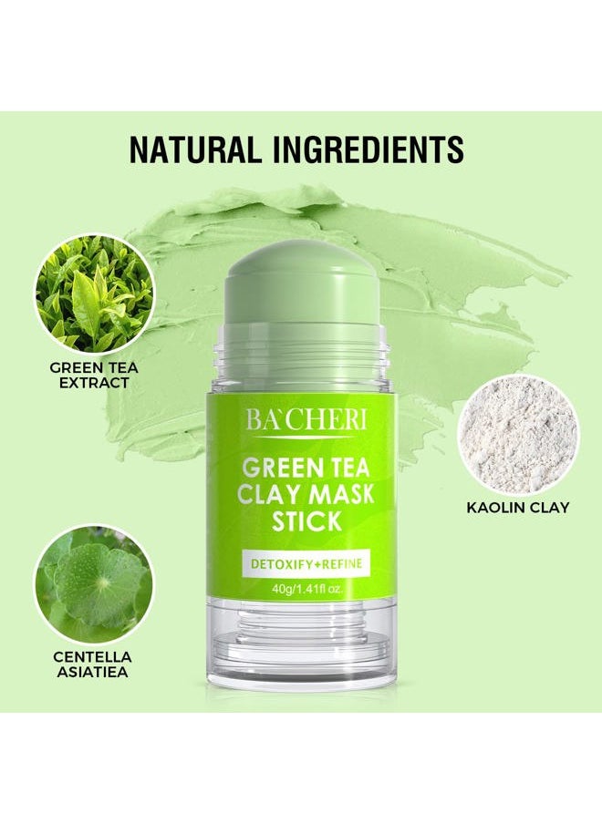 Green Tea Mask Stick, Blackhead Remover Mask with Green Tea Extract, Green Mask Stick for Deep Pore Cleansing, Moisturizing, Oil Controlling