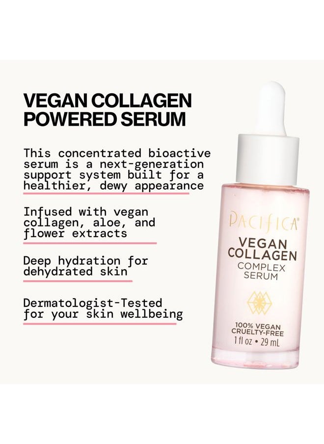 Vegan Collagen Complex Face Serum Anti Aging Hydrating Serum w/Hyaluronic Acid for Plumping & Firming Collagen Boosting Facial Serum for Fine Lines & Wrinkles Clean Dermatologist Tested