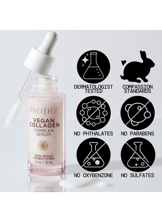 Vegan Collagen Complex Face Serum Anti Aging Hydrating Serum w/Hyaluronic Acid for Plumping & Firming Collagen Boosting Facial Serum for Fine Lines & Wrinkles Clean Dermatologist Tested