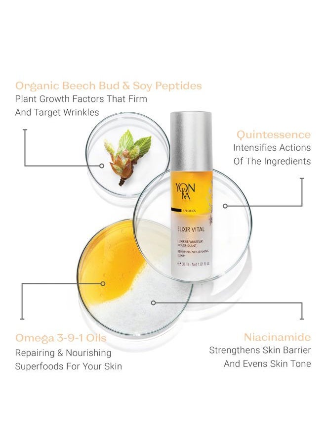 Yon-Ka Elixir Vital Concentrate (30ml) Revitalizing Anti-Aging Treatment to Moisturize and Remineralize Skin, Vitamin-Packed Anti-Wrinkle Serum, Paraben-Free