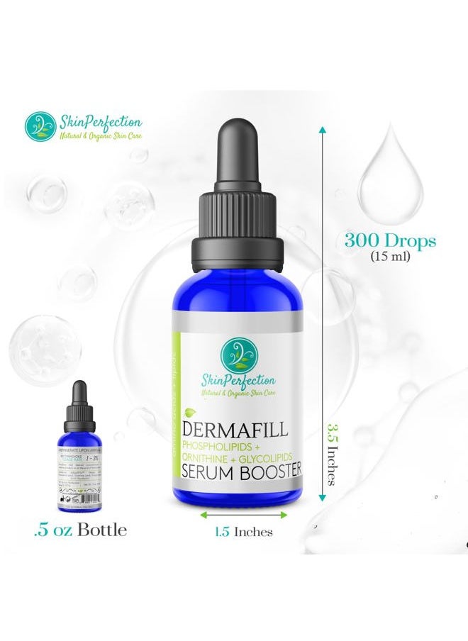 Adipofill Wrinkle Filler - Anti Aging Serum with Patented L-ornithine Amino Acid for Plump Up Under-eye Hollowness & Nasolabial Lines - Diy Face Serum for Women Mix with Any Skincare