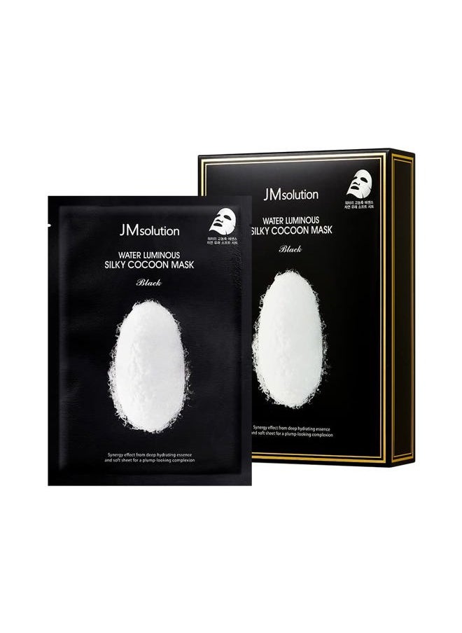 Water Luminuous Silky Cocoon Black Mask - Korean Skincare Facial Mask - Silkworm extract amino acid -Nutrition and Moisturization Synergy - 10 sheets for a sensitive skin