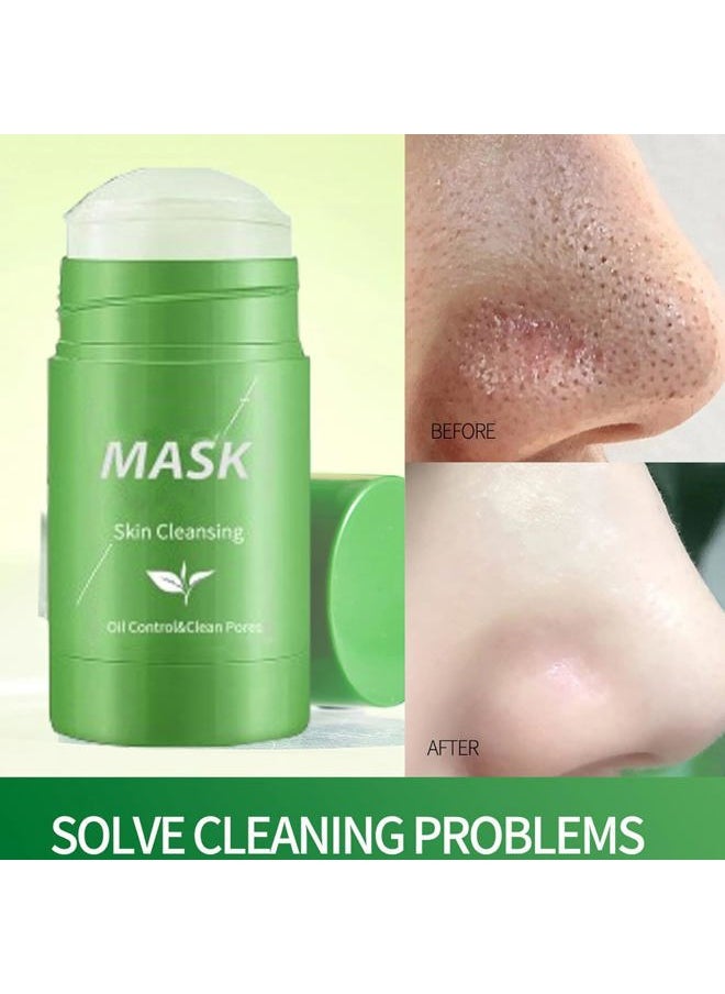 Green Tea Clay Mask for Face, 2 Pack Green Tea Deep Cleanse Mask Stick Blackhead Remover Green Clay Mask For Face Moisturizing, Purifying, Pore Cleansing, Skin Brightening Suitable for All Skin Types
