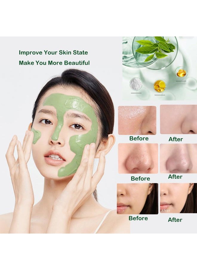 Green Tea Clay Mask for Face, 2 Pack Green Tea Deep Cleanse Mask Stick Blackhead Remover Green Clay Mask For Face Moisturizing, Purifying, Pore Cleansing, Skin Brightening Suitable for All Skin Types