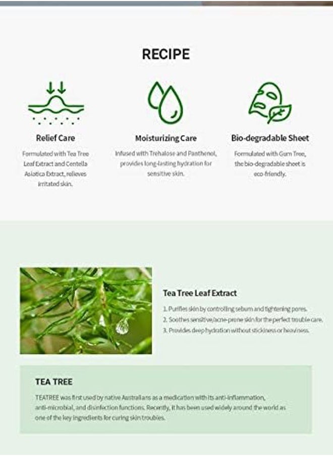 Dr.Ceuracle Tea Tree Purifine Soothing Mask (10 Masks)