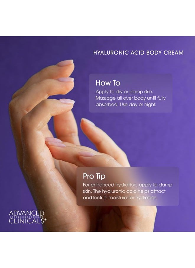 Hyaluronic Acid Moisturizer Body Cream + Hyaluronic Acid Serum Skin Care Product 2pc Bundle, Face Serum & Body Lotion Targets Wrinkles, Dark Spots, Fine Lines, & Dry Skin, 2pc Set