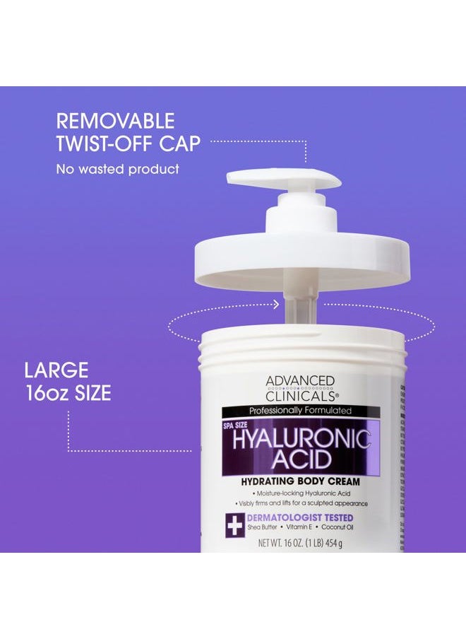 Hyaluronic Acid Moisturizer Body Cream + Hyaluronic Acid Serum Skin Care Product 2pc Bundle, Face Serum & Body Lotion Targets Wrinkles, Dark Spots, Fine Lines, & Dry Skin, 2pc Set