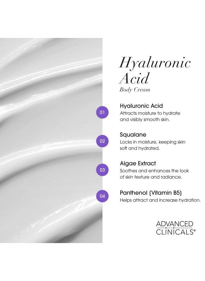 Hyaluronic Acid Moisturizer Body Cream + Hyaluronic Acid Serum Skin Care Product 2pc Bundle, Face Serum & Body Lotion Targets Wrinkles, Dark Spots, Fine Lines, & Dry Skin, 2pc Set