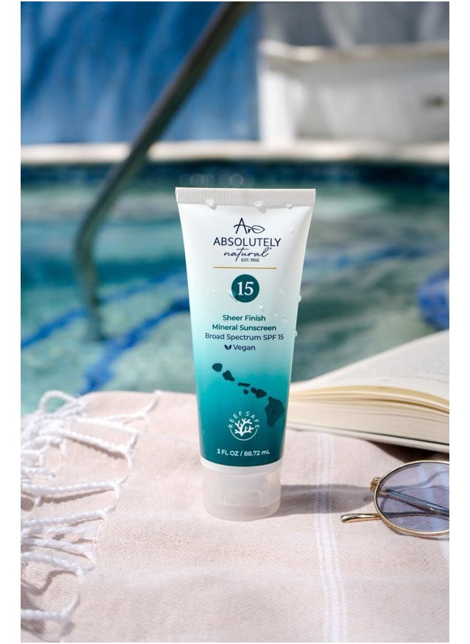SPF 15 Mineral Sunscreen - Broad Spectrum Water Resistant Moisturizer Lotion For Body & Face - With Non-Nano Zinc Oxide, Vitamin E, & Antioxidants - Made in USA, 3 Oz