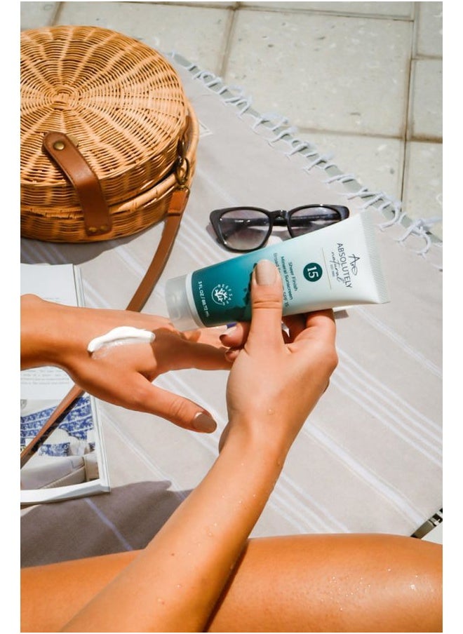 SPF 15 Mineral Sunscreen - Broad Spectrum Water Resistant Moisturizer Lotion For Body & Face - With Non-Nano Zinc Oxide, Vitamin E, & Antioxidants - Made in USA, 3 Oz
