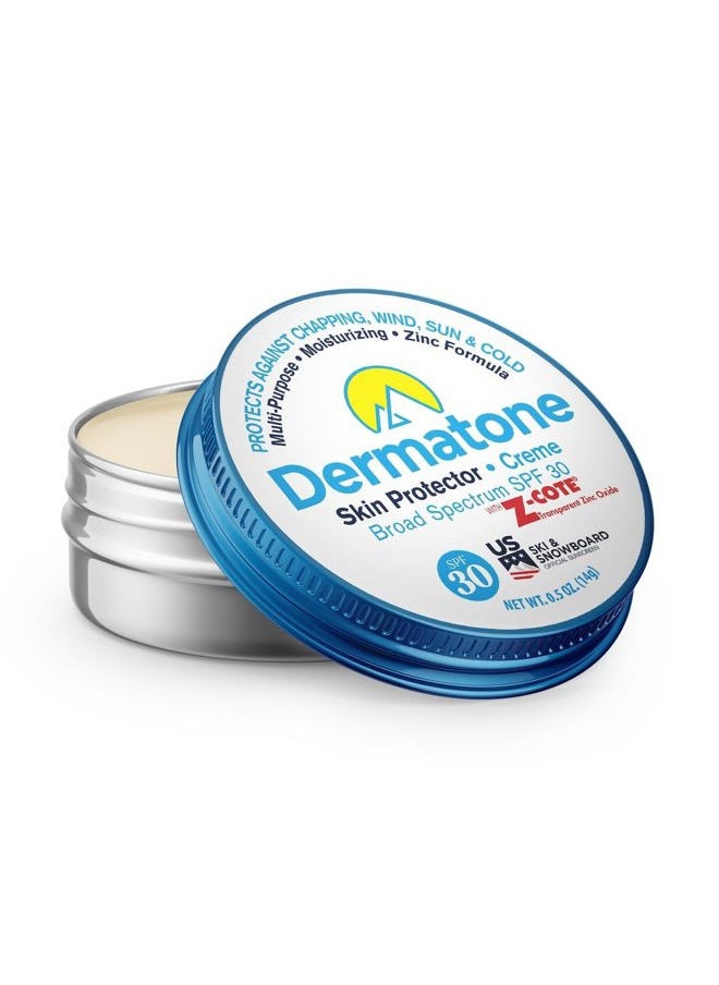 Dermatone Skin Protector w/Zinc | Skin Balm for Face & Lips | Barrier Cream for Sun, Wind & Cold | SPF 30 Zinc Sunscreen | Moisturize, Heal & Repair Dry Skin, 0.5 oz