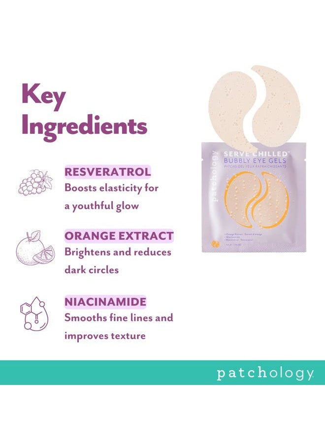 Serve Chilled Bubbly Eye Gels with Niacinamide, Hydrating Under Eye Patches with Niacinamide and Vitamin C, Under Eye Gel Pads with Gel Technology, Facial Skin Care Products - 5 Pairs