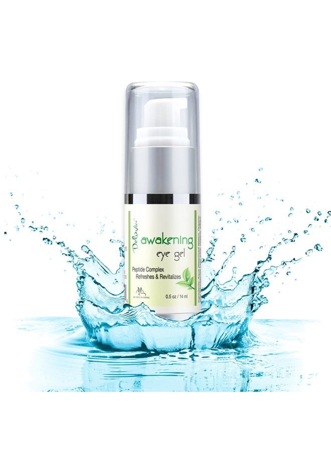 Deluvia Daily Under Eye Gel - Reduces the Appearance of Puffiness, Wrinkles, Fine Lines, Bags, Dry, Crepe Skin - Organic Aloe, Vitamin E, Hyaluronic Acid - Firming Moisturizing..