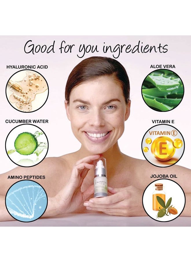 Deluvia Daily Under Eye Gel - Reduces the Appearance of Puffiness, Wrinkles, Fine Lines, Bags, Dry, Crepe Skin - Organic Aloe, Vitamin E, Hyaluronic Acid - Firming Moisturizing..