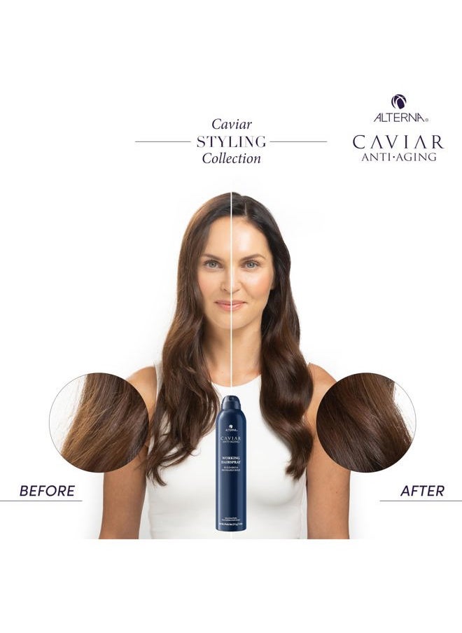 Caviar Working Hairspray | Buildable, Brushable Hold | Helps Control Frizz & Adds Shine | Sulfate Free, 7.4 Fl Oz (Packaging May Vary)