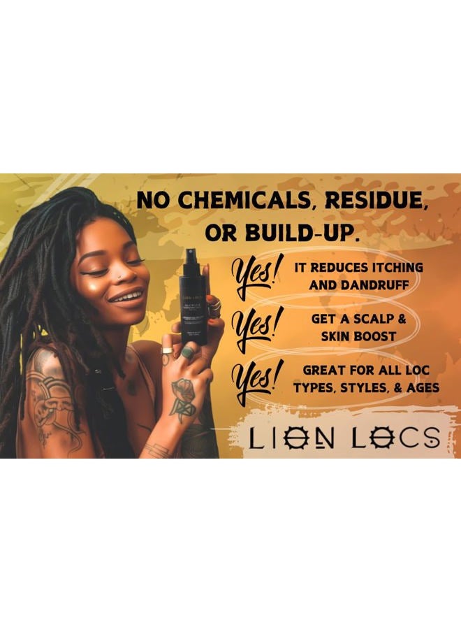 Lion Locs Starter Twist and Lock Spray for New Dreadlocks | Vegan Sea Salt Mist with Essential Oils & Aloe (4oz)