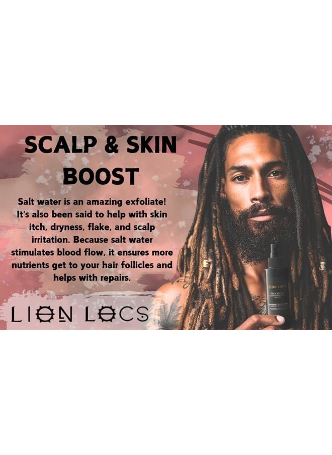 Lion Locs Starter Twist and Lock Spray for New Dreadlocks | Vegan Sea Salt Mist with Essential Oils & Aloe (4oz)