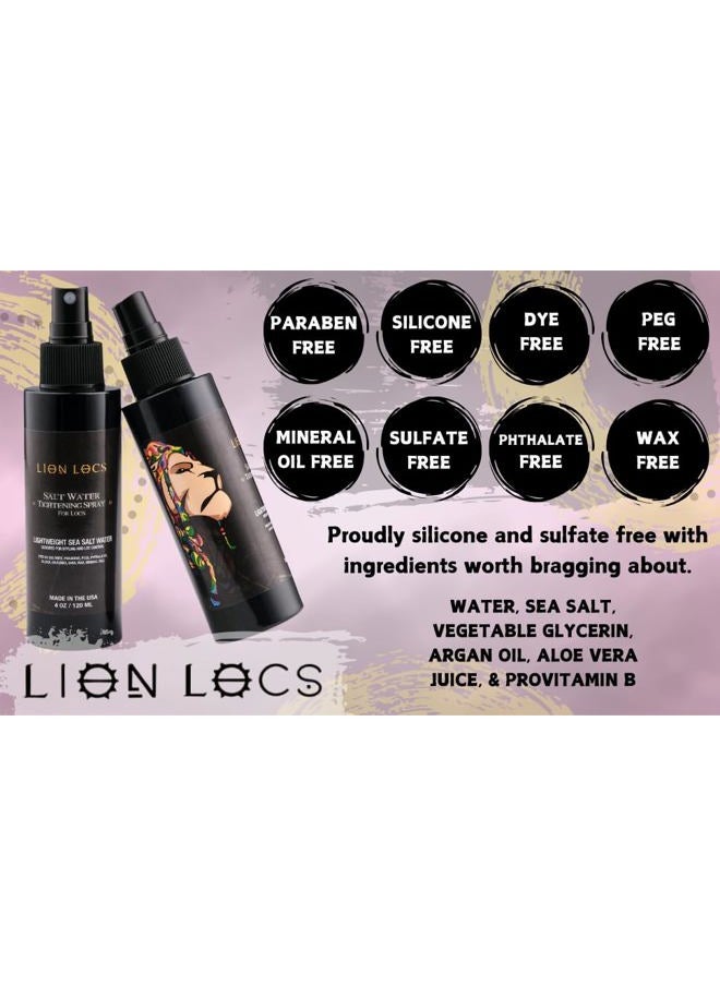 Lion Locs Starter Twist and Lock Spray for New Dreadlocks | Vegan Sea Salt Mist with Essential Oils & Aloe (4oz)