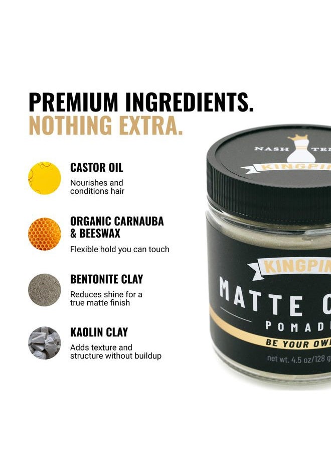 Matte Clay Hair Wax for Men - Flexible Hold & Natural Finish - Non-Flaking, Hydrating Styling Clay for All Hair Types - 2.5oz travel size