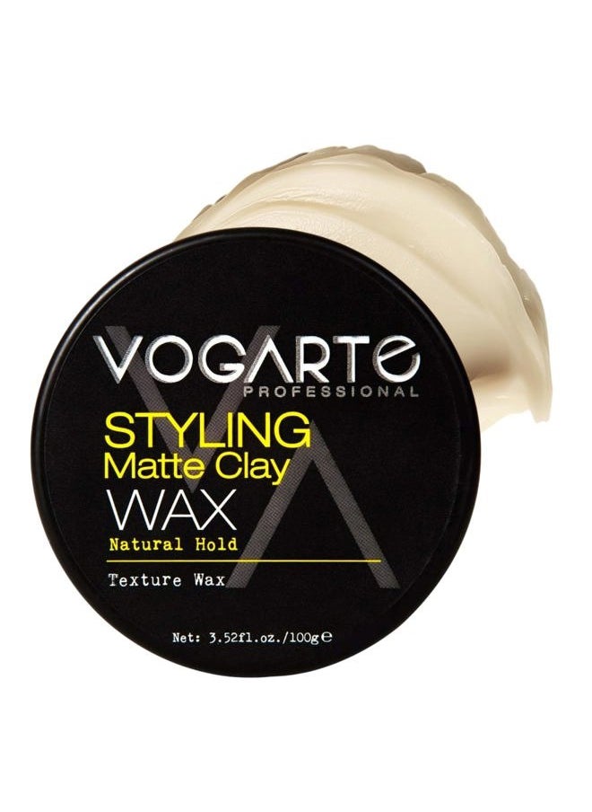 Hair Styling Matte Clay for Men, Strong Hold Zero Shine Hair Wax, Natural Textured Finish with Volume Boost, Water-Based Formula, No Residue, For Short & Medium Hair, 3.52 oz