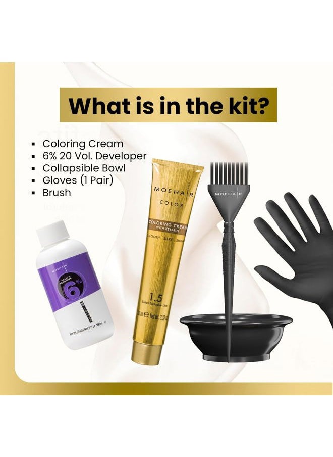 Hair Coloring Kit | 8N Permanent Hair Color (Light Blonde), 20 Volume Developer 6%, Coloring Brush, Gloves & Mixing Bowl | Keratin Infused Color | Gray Coverage | Adds Shines & Softness