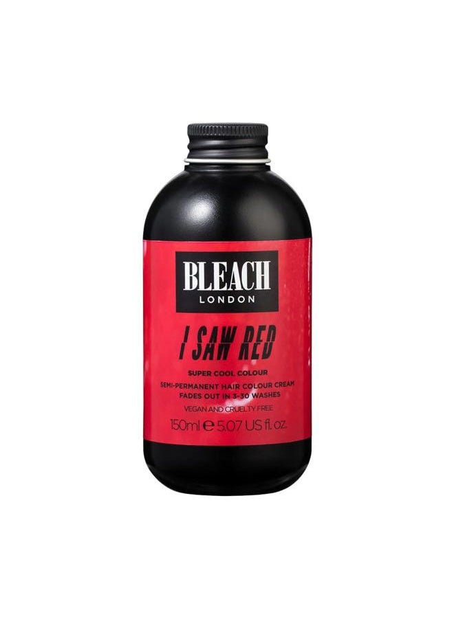 I Saw Red Color, Vibrant Bright Red Semi-Permanent Hair Color Cream, 5.07 fl Oz, Vegan, Cruelty Free, Suitable for Bleached Blonde Hair