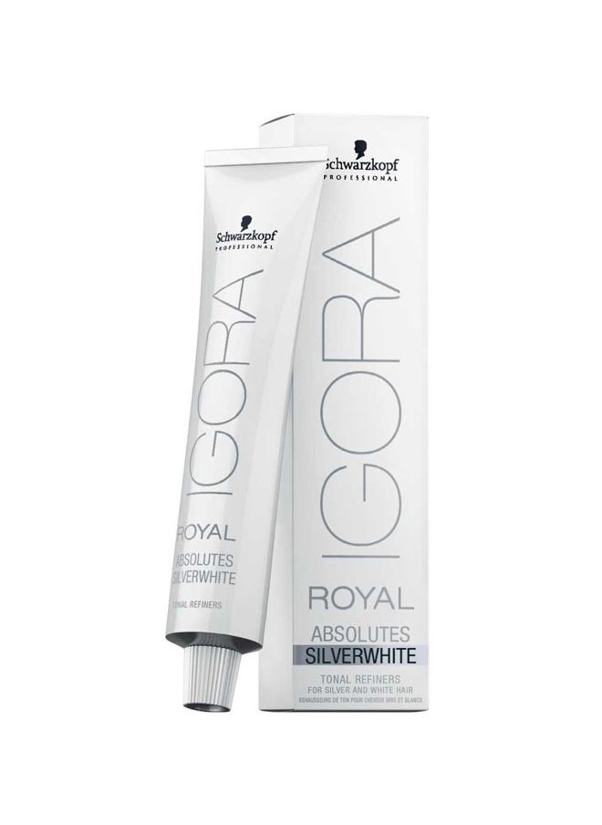Igora Royal Absolutes SilverWhite 60ml - Cream for Gray Hair Toning - Ammonia Free - Silver, Gray, White - Permanent - 1 Count