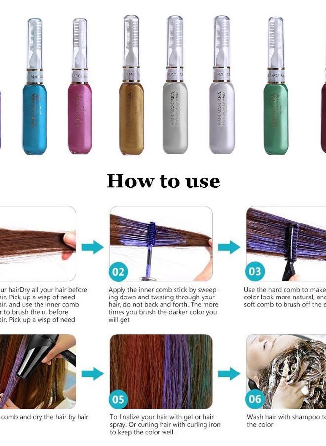 Temporary Hair Mascara Washable Temporary Hair Color Chalk Hair Dye Stick Non-toxic Instant Dye(White)