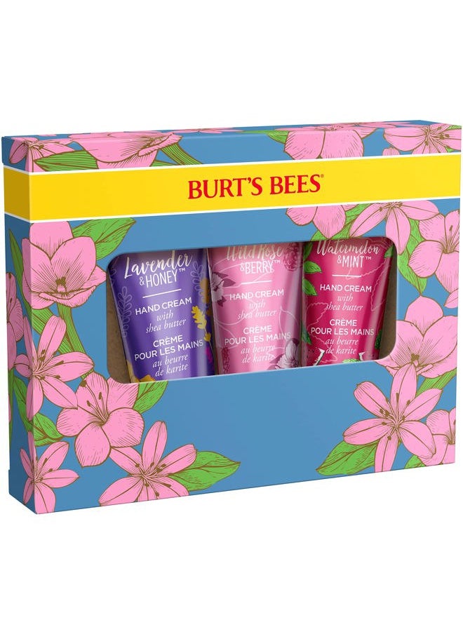Spring Gift, 3 Moisturizing Self Care Gifts, Shea Butter Hand Cream Trio Spring Set - Lavender & Honey, Wild Rose & Berry and Watermelon & Mint (Packaging May Vary)