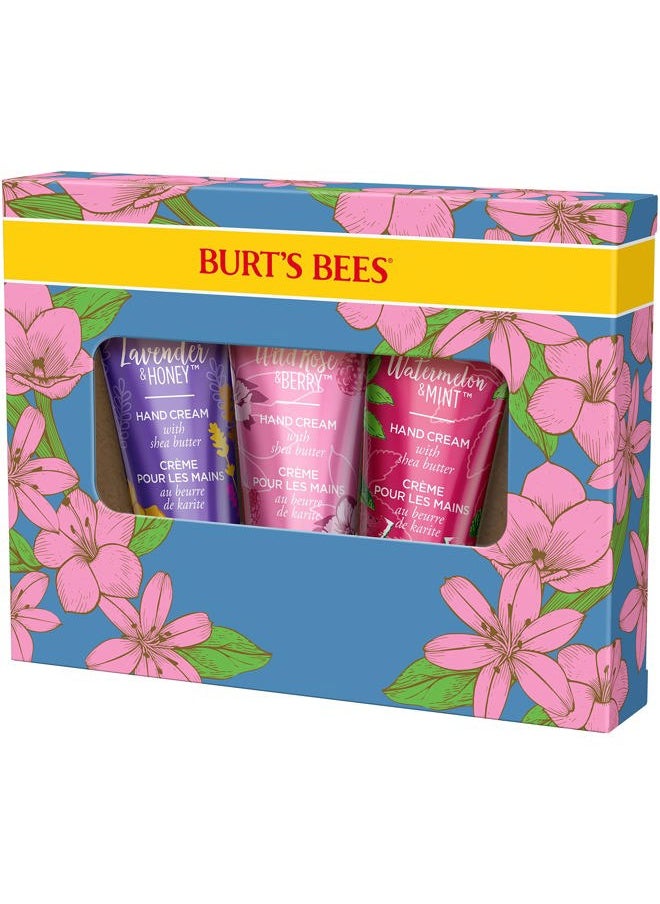 Spring Gift, 3 Moisturizing Self Care Gifts, Shea Butter Hand Cream Trio Spring Set - Lavender & Honey, Wild Rose & Berry and Watermelon & Mint (Packaging May Vary)