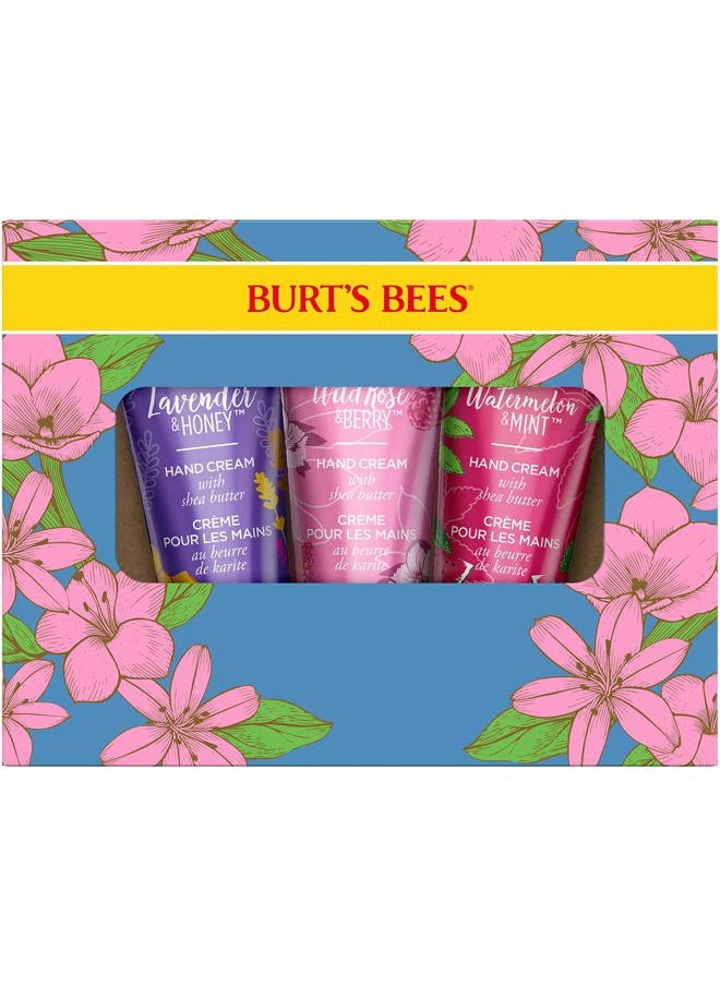 Spring Gift, 3 Moisturizing Self Care Gifts, Shea Butter Hand Cream Trio Spring Set - Lavender & Honey, Wild Rose & Berry and Watermelon & Mint (Packaging May Vary)