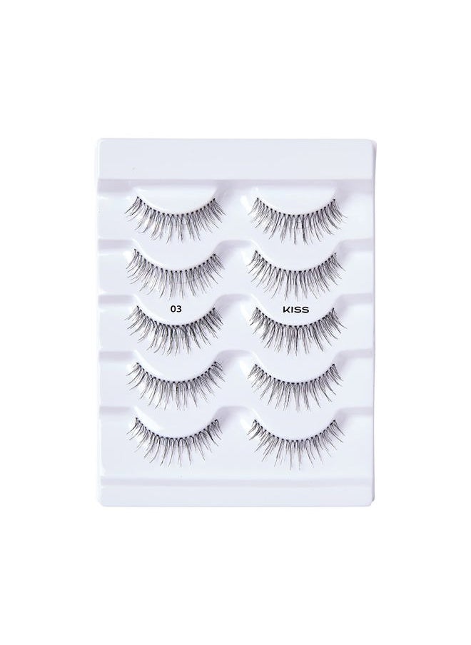 Looks So Natural False Eyelashes Multipack #03, Lightweight & Comfortable, Delicate Volume, Natural-Looking, Tapered End Technology, Reusable, Cruelty-Free, Contact Lens Friendly, 5 Pairs