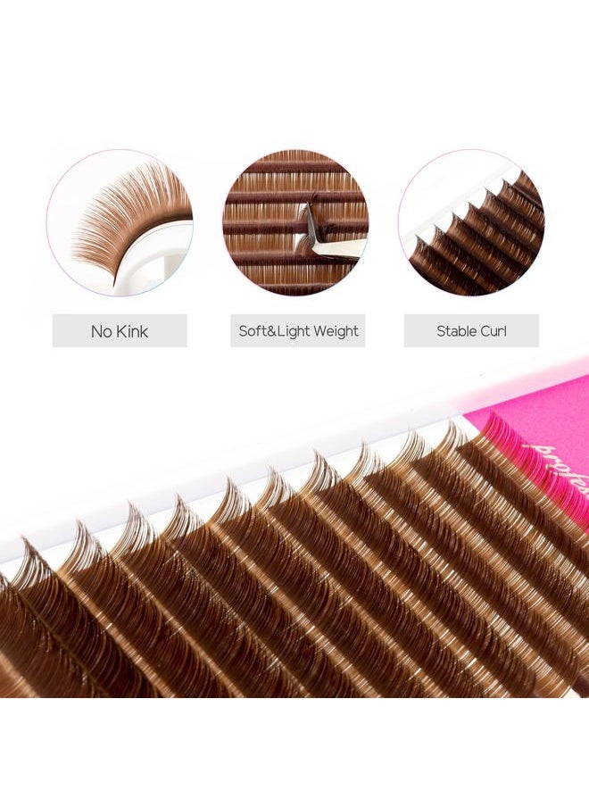 Colorful lashes extension DD Curl 0.07mm Thickness Semi Permanent Individual Eyelash Extensions Silk Volume Lashes Professional Salon Use Mixed 8-15mm Length In One Tray (Brown,DD-0.07,8-15mm)