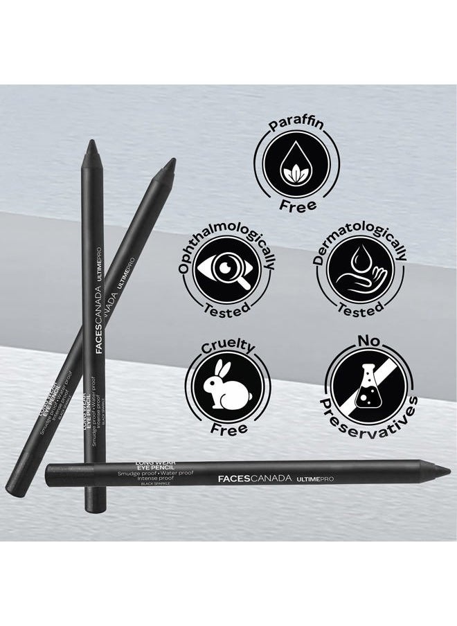 Ultime Pro Eyeliner Pencil - Black Sparkle | 8 Hour Long Lasting | Smooth One Stroke Application | Soft Blendable Formula | Waterproof & Smudge Proof | 0.04 Oz (1.2g)